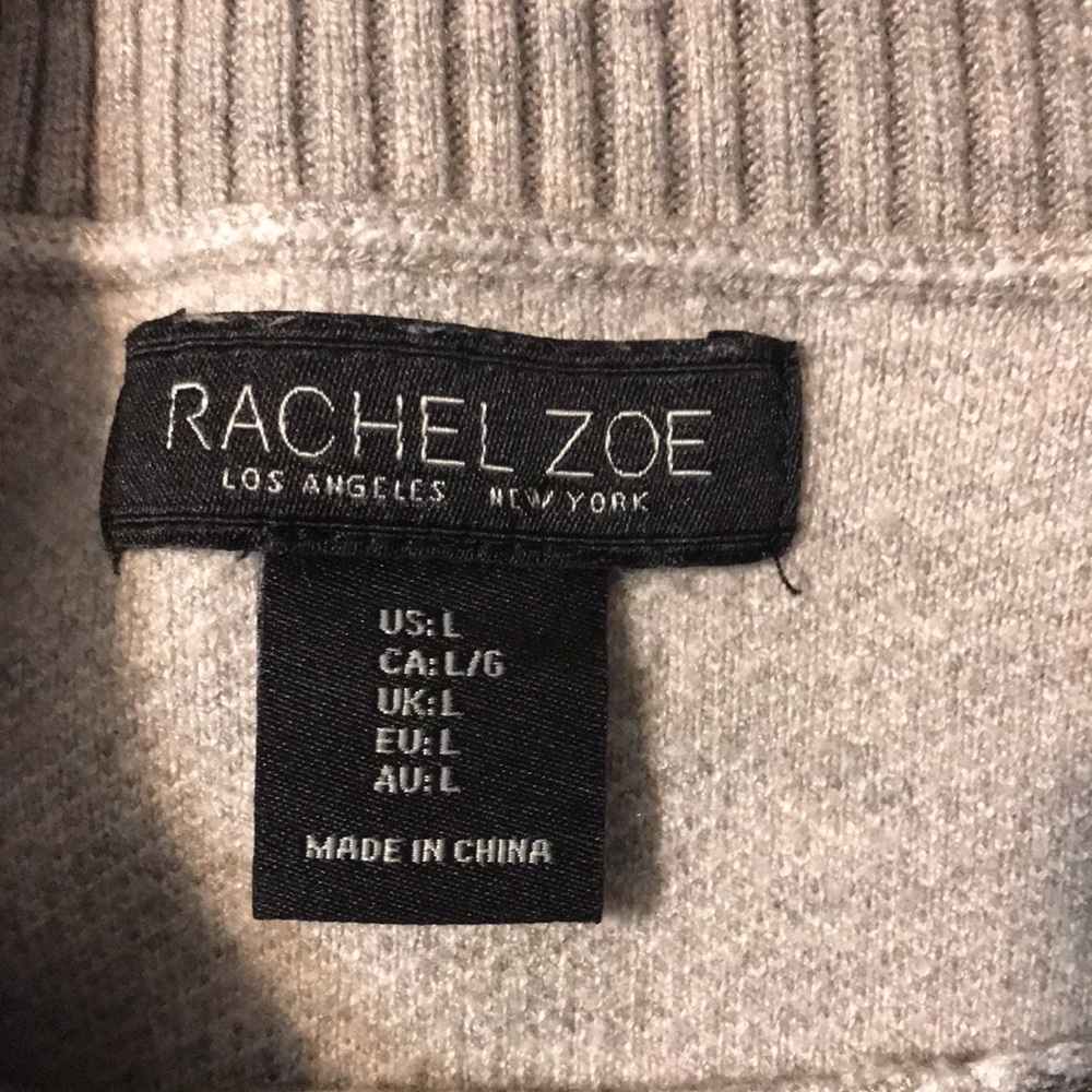 Rachel Zoe Two-Tone Light Gray & Heather Gray Turtleneck Sweater - Picture 6 of 7